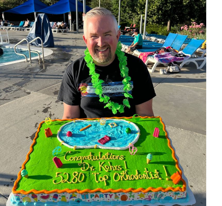 Dr. Kohrs celebrating 5280 Top Orthodontist recognition at Kohrs Orthodontics serving Aurora, Bennett, and Strasburg, Colorado with expert, top-rated orthodontic care